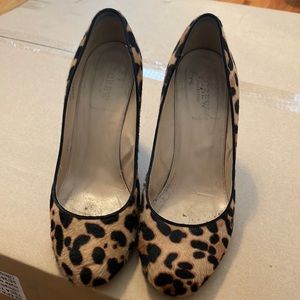 Jcrew round toe mohair leopard pump 8.5
